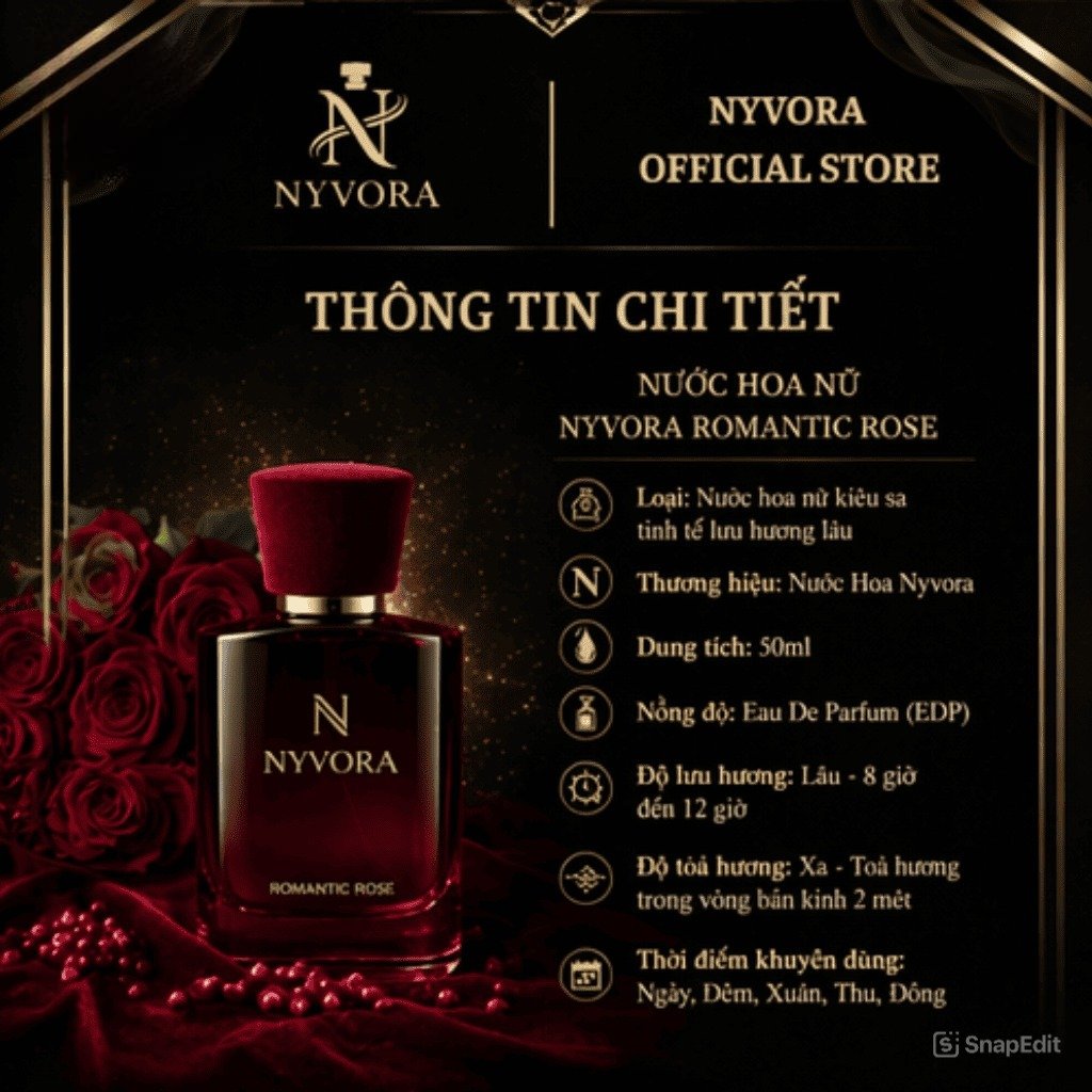 NƯỚC HOA NỮ NYVORA ROMANTIC ROSE - 50ml - Ảnh 5